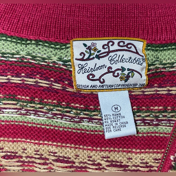 Vintage Heirloom Collectibles Red Nordic Knit Zip Up Cardigan Sweater 90’s Y2K - Picture 7 of 9